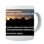Coffee mug with Nightfall poem and beautiful castle silhouette